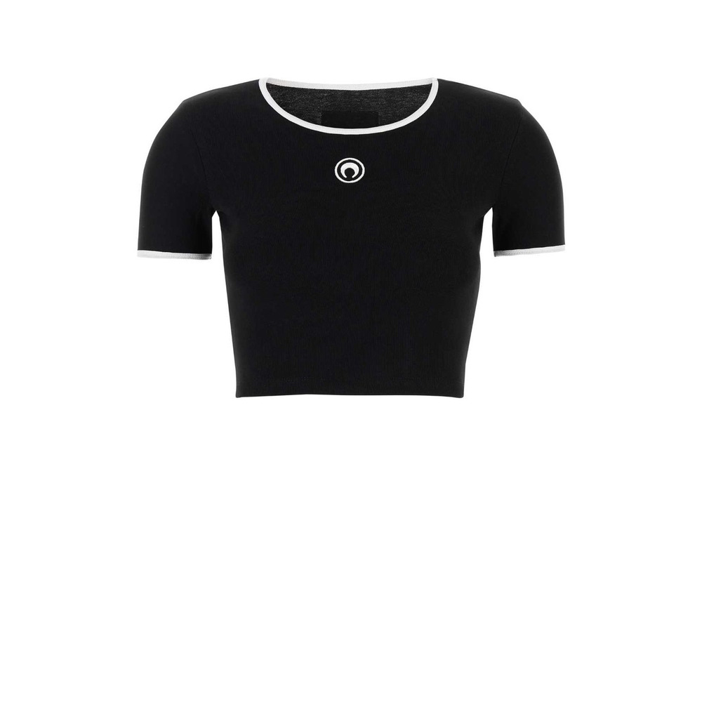 MARINE SERRE Fitted Black Crop Top